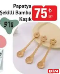 PAPATYA ŞEKİLLİ BAMBU KAŞIK 3'LÜ